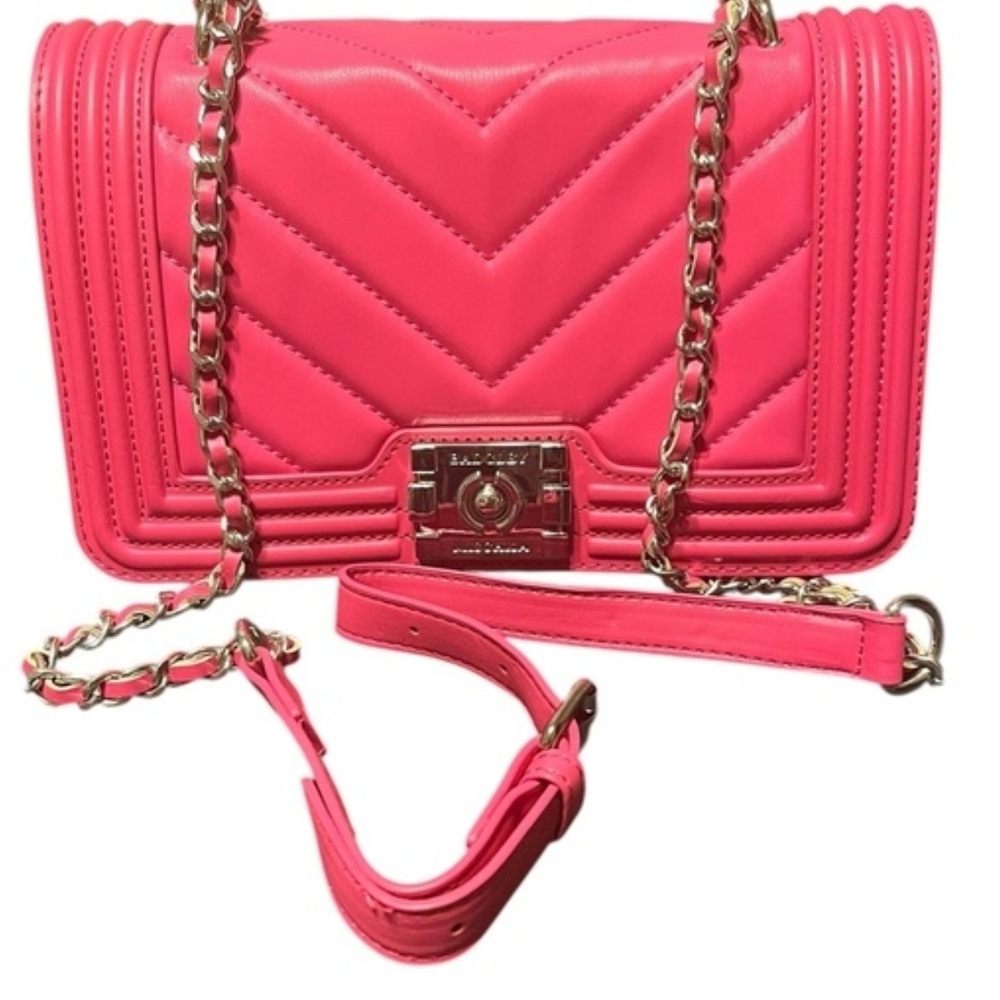 NEW! Badgley Mischka Hot Pink Crossbody Bag with Chain Strap